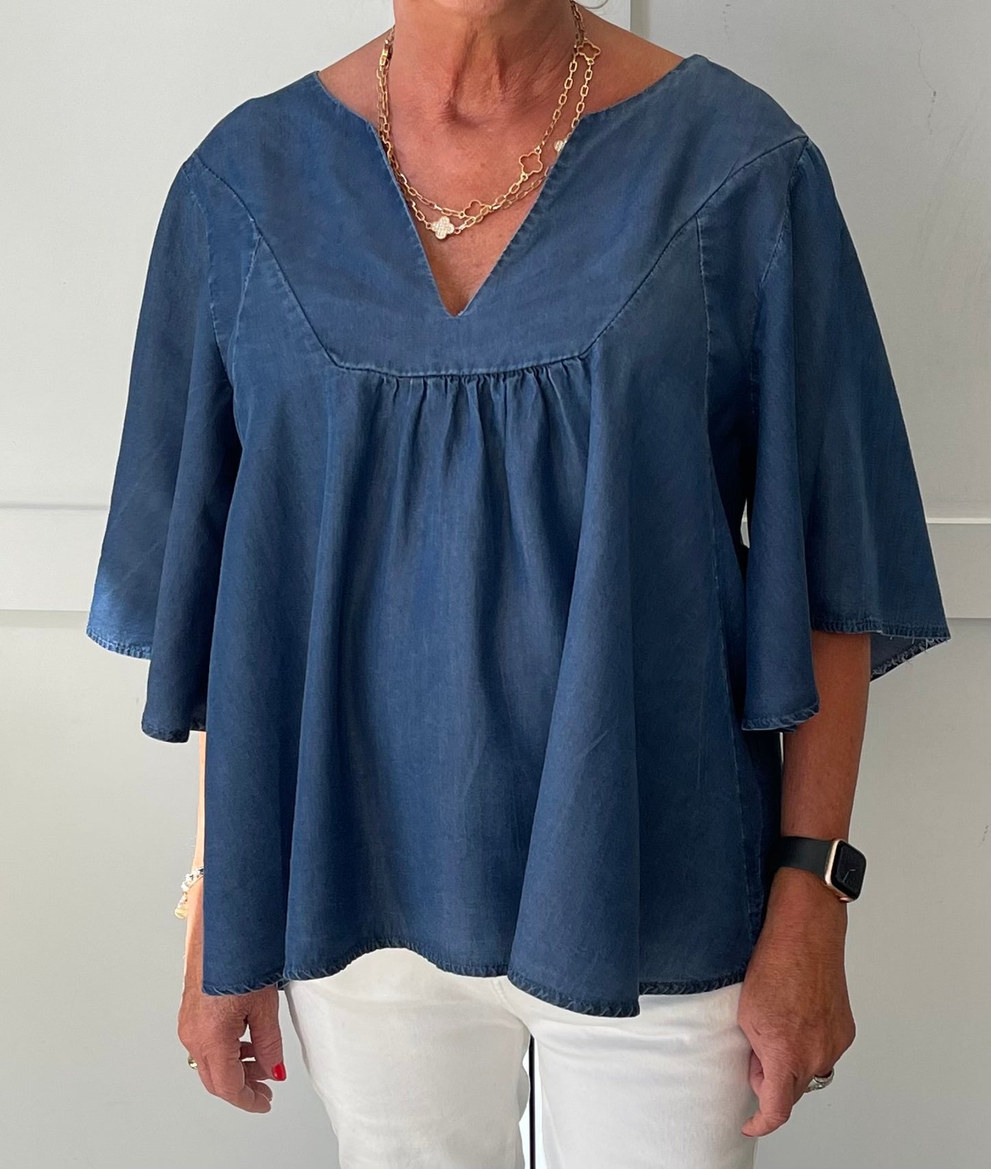 The Daisy - Angel Sleeve Denim Top