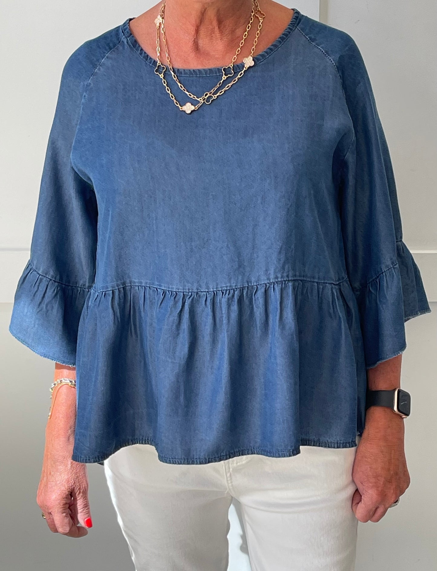 The Darcy - Loose Peplum Denim Top