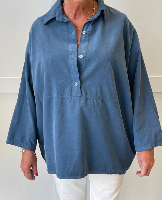 The Camile Soft Velvet Needle Cord Top Shirt