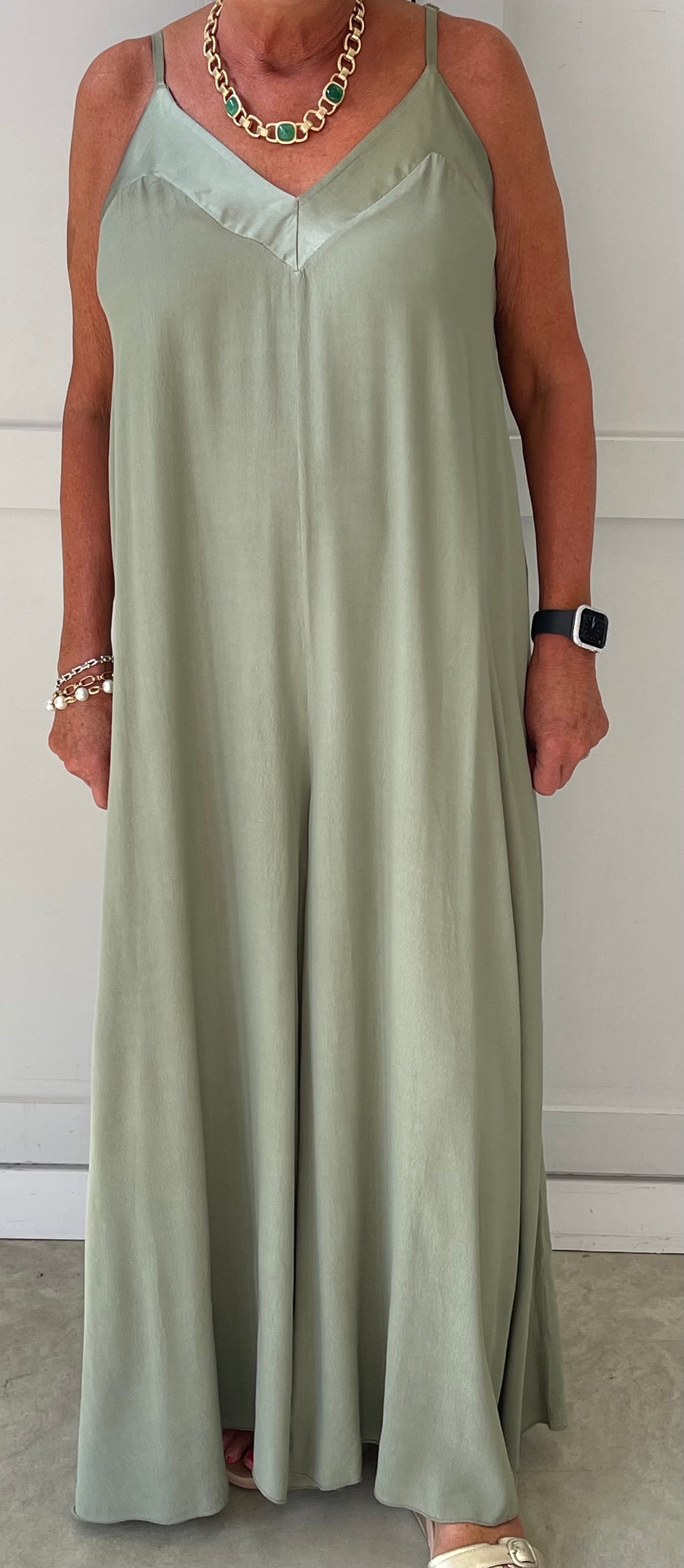 The Jessica Satin Edge Wide Leg Jumpsuit