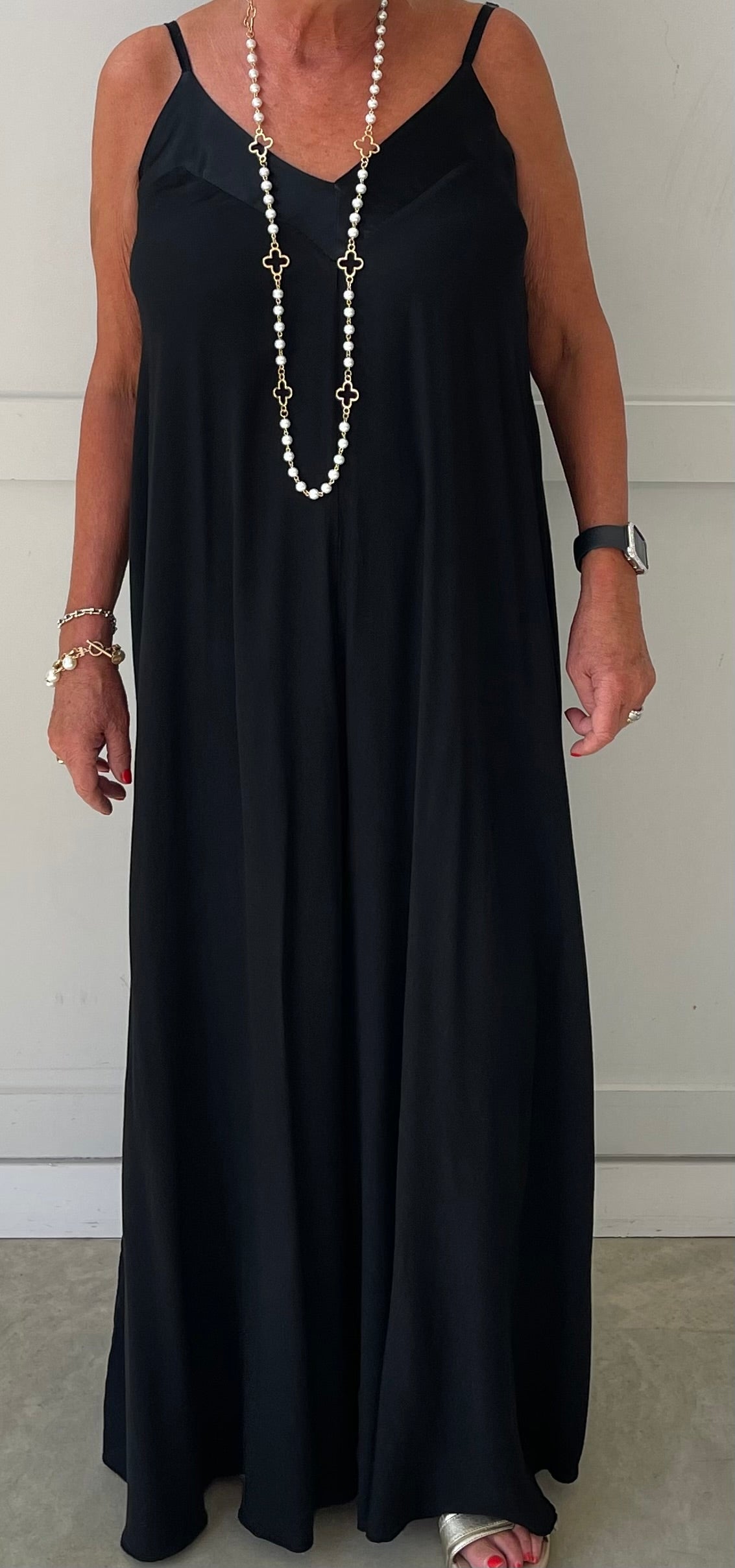 The Jessica Satin Edge Wide Leg Jumpsuit