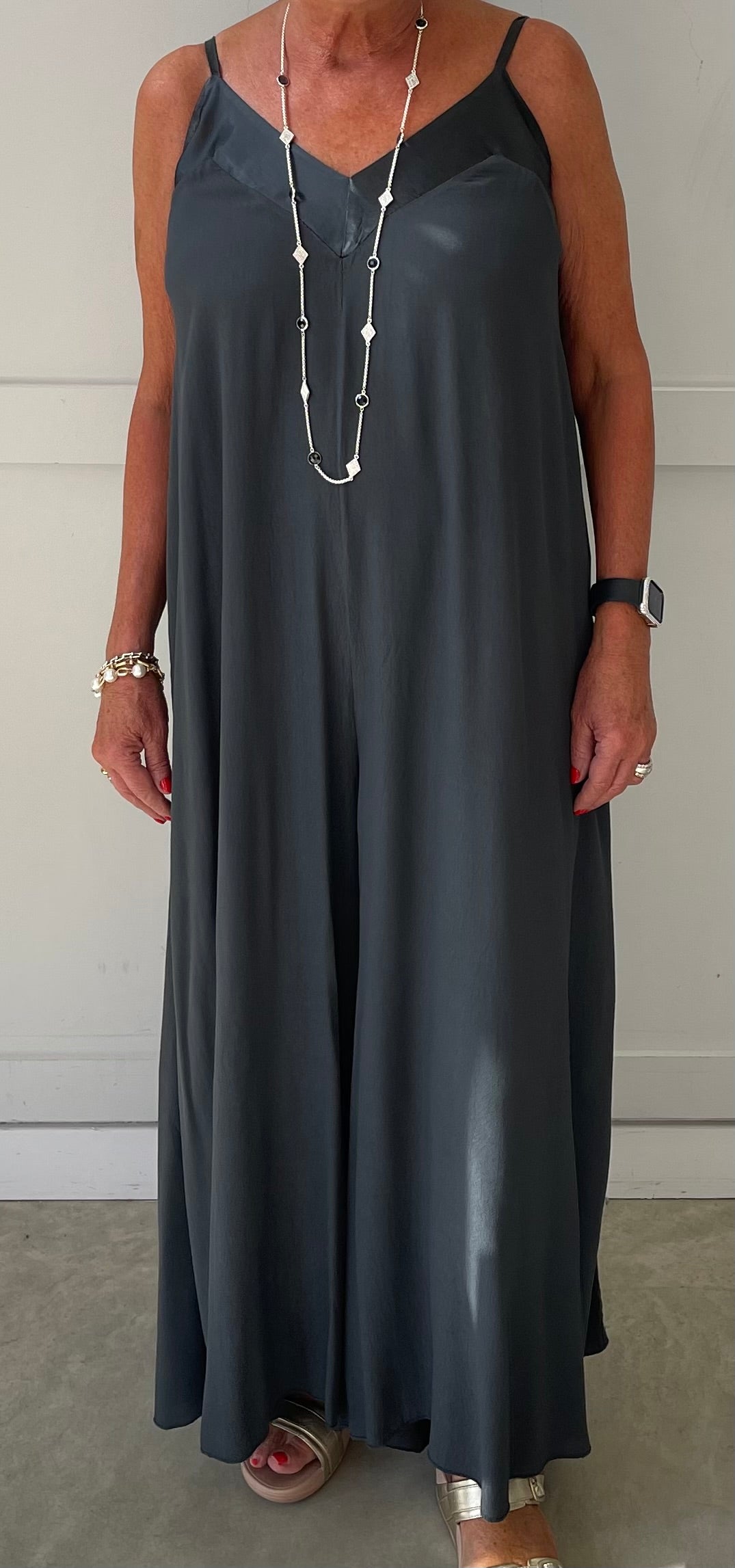 The Jessica Satin Edge Wide Leg Jumpsuit