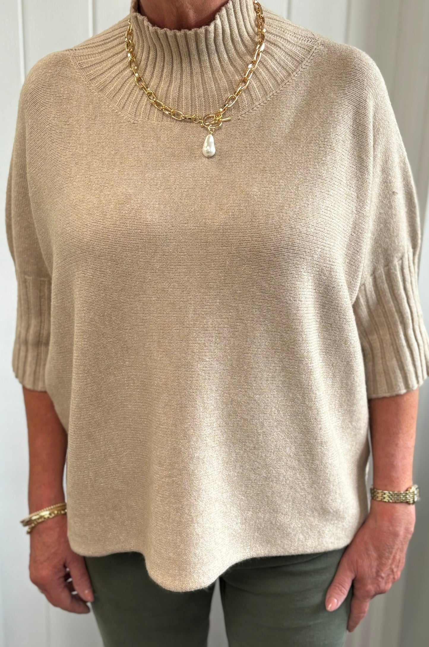 The Stella - high neck 3/4 sleeve jumper
