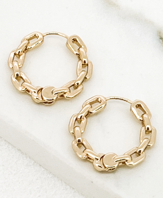 Envy medium gold hoop chain link earings 3140