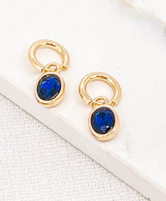 Envy gold hoop sapphire colour drop stone earings 3102