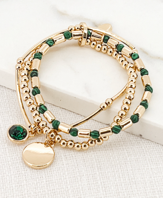 Envy multi gold and emerald green bracelet 3093