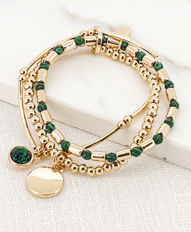 Envy multi gold and emerald green bracelet 3093