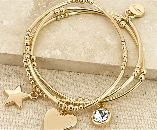 Envy gold multi charm diamante bracelet 2058