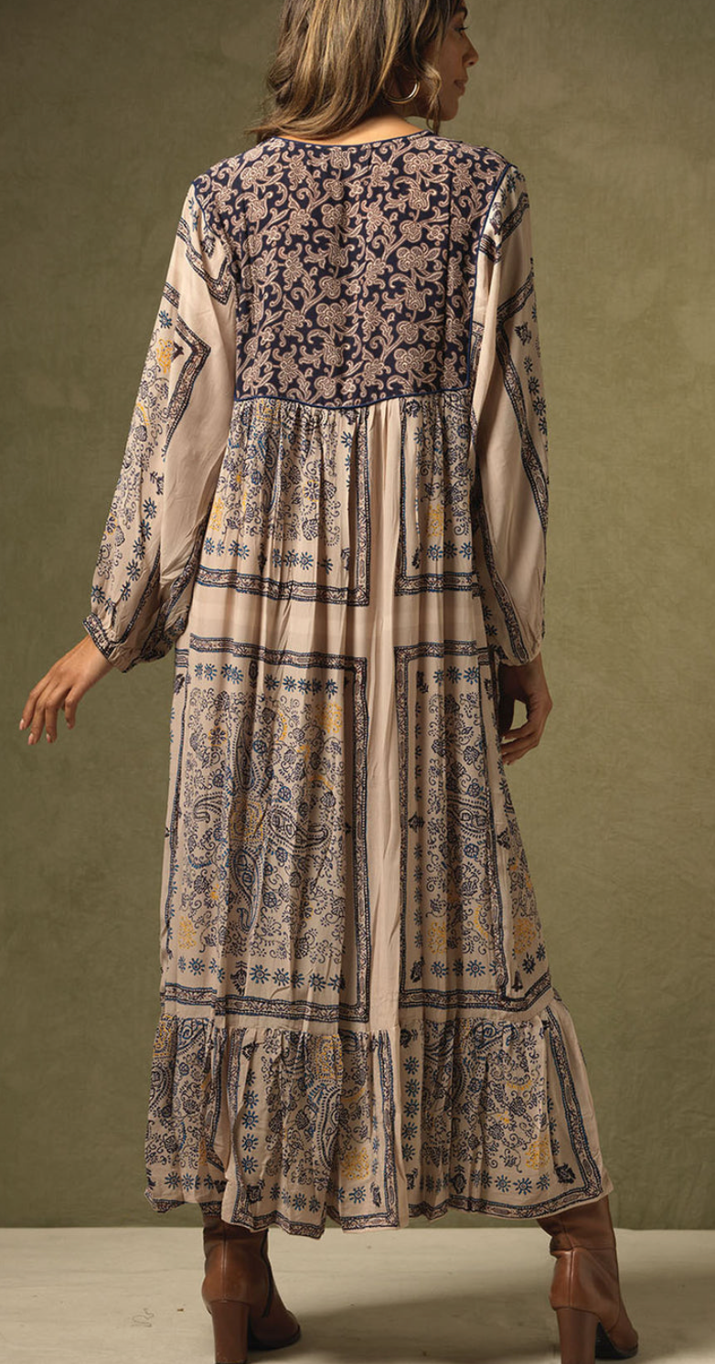 One Hundred Stars Mehndi Blue Boho Dress