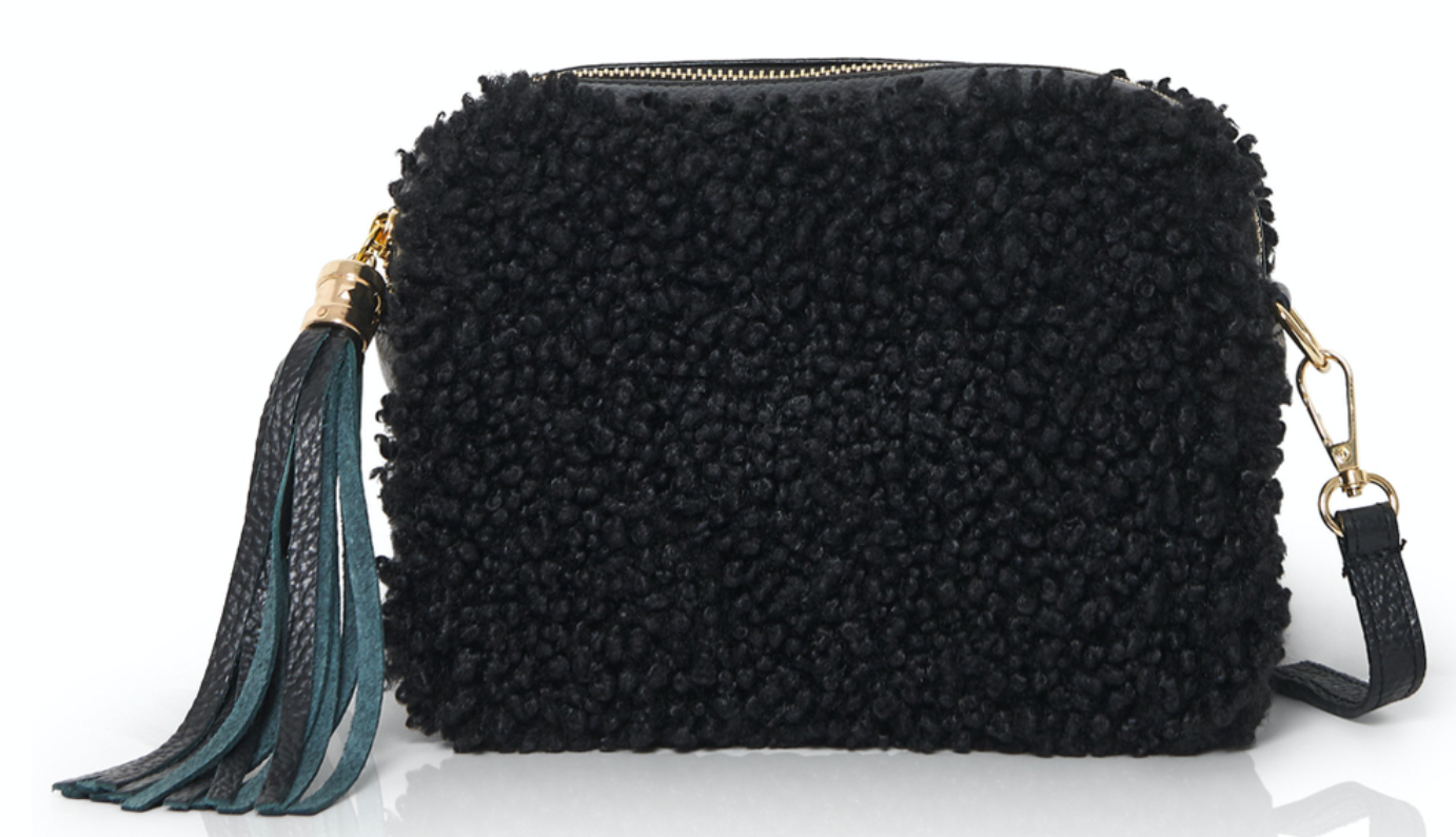 Faux Shearling Camera Bag Leather Teddy