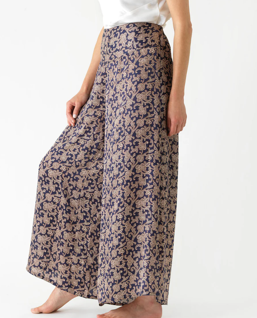 One Hundred Stars Floral Paisley Blue Palazzo Pants trousers