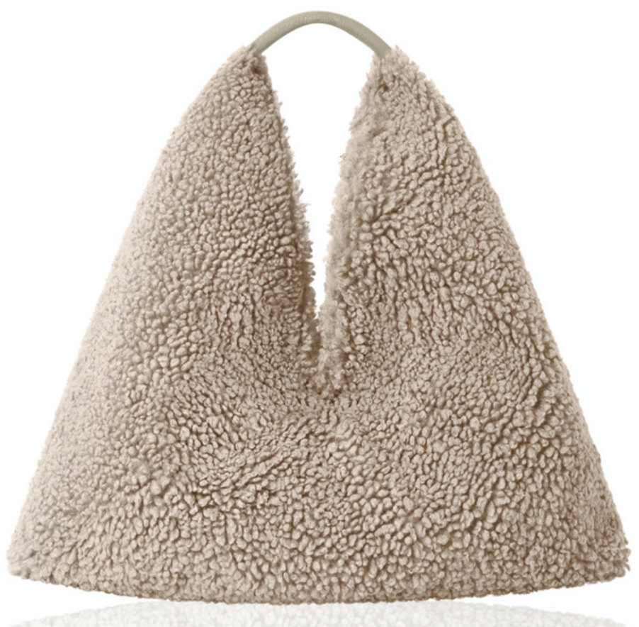 Faux Shearling Large Leather Tote Bag