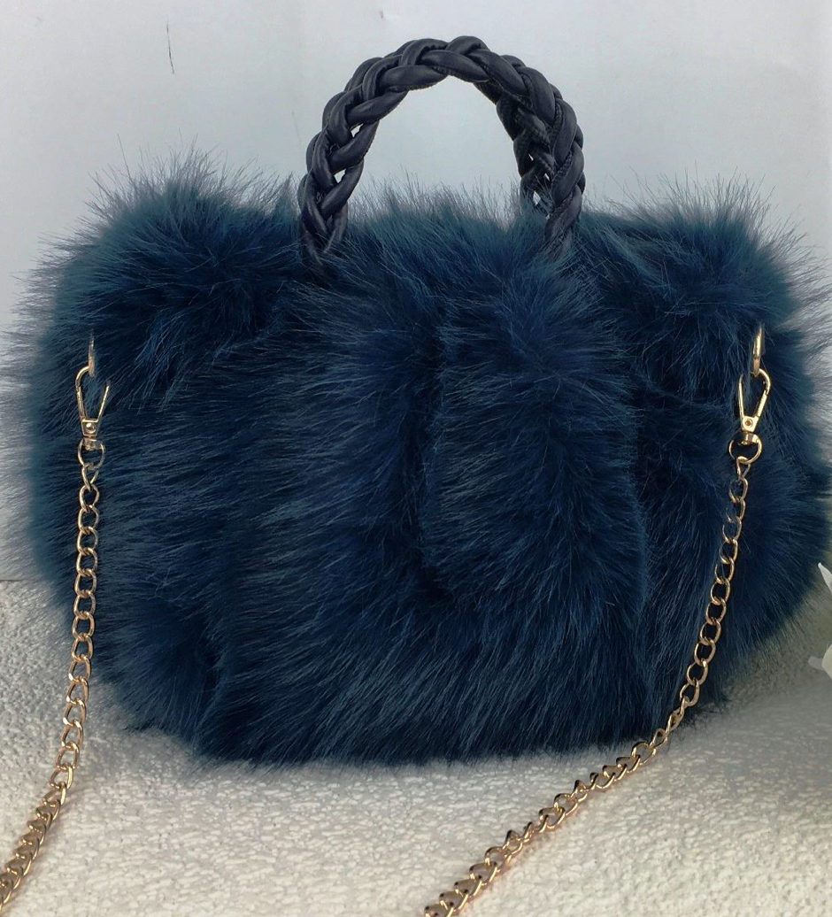 Faux Fur Plaited Handle Bag