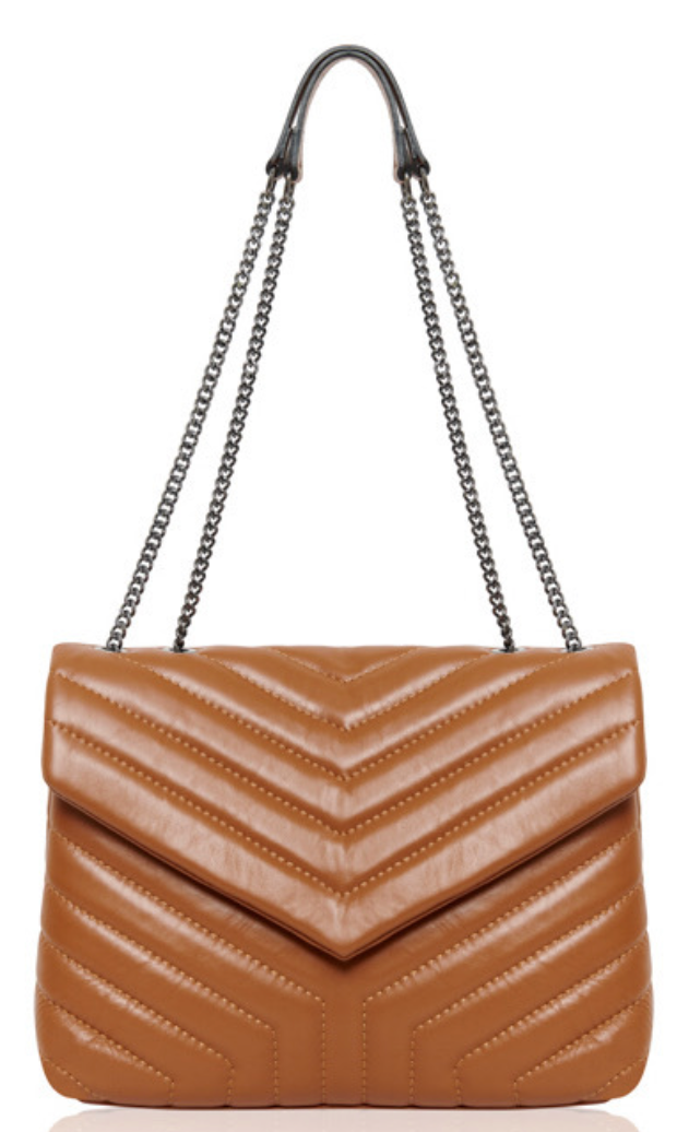 Large Leather Chain Strap Envelope Bag