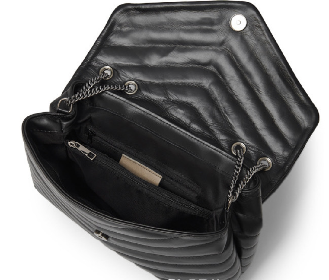 Large Leather Chain Strap Envelope Bag