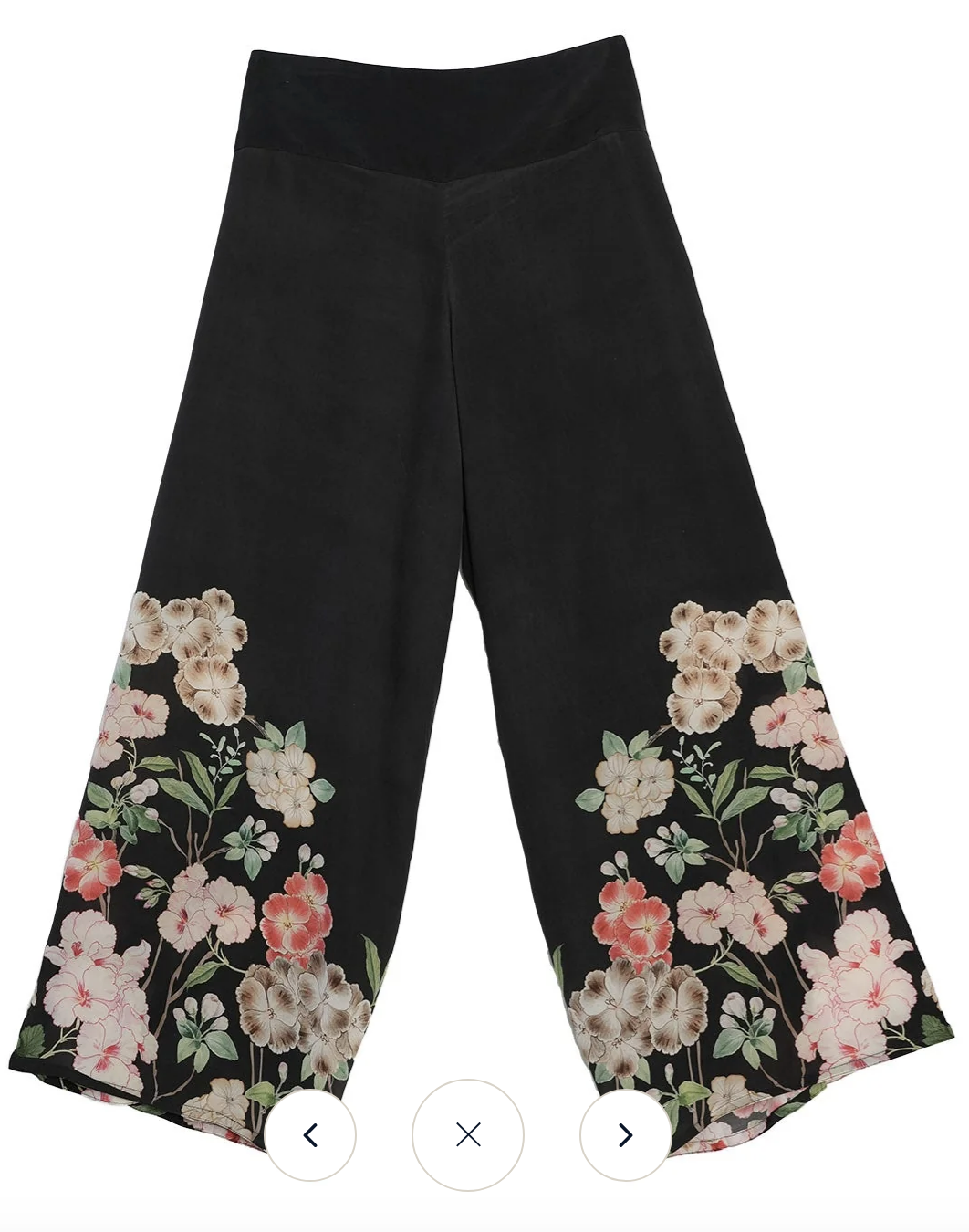 One Hundred Stars Trailing Blossom Black Palazzo Pants Trousers