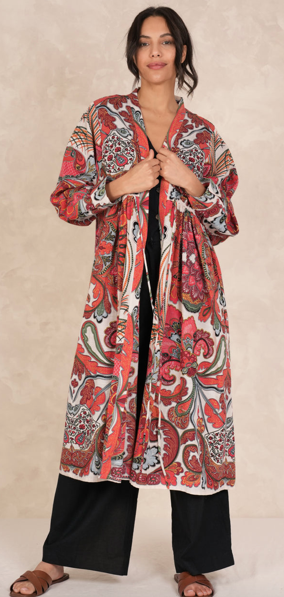 One Hundred Stars Fiesta Orange Duster Jacket Coat