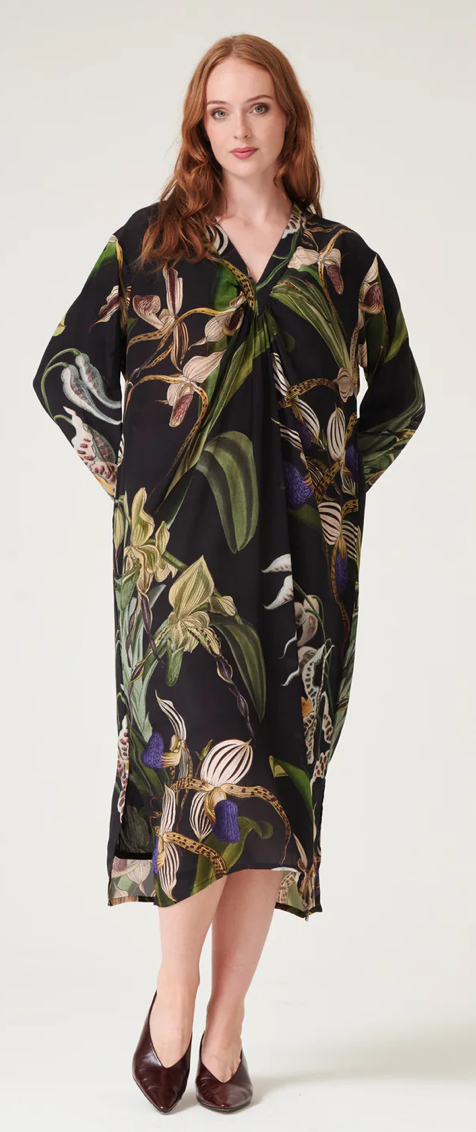 One Hundred Stars Orchid Black Midi Dress
