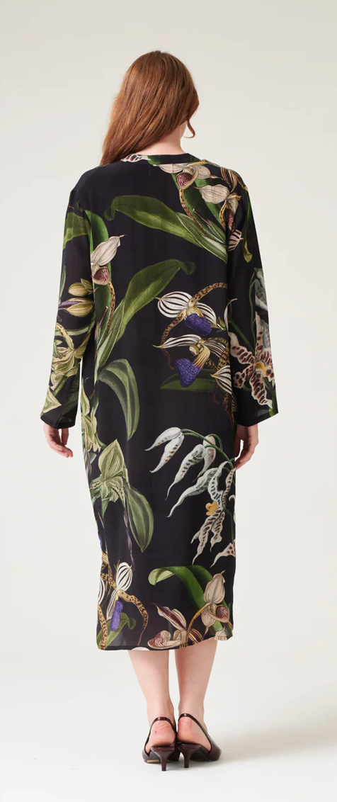 One Hundred Stars Orchid Black Midi Dress