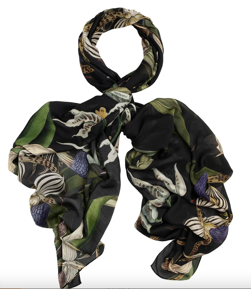 One Hundred Stars Orchid Black Scarf