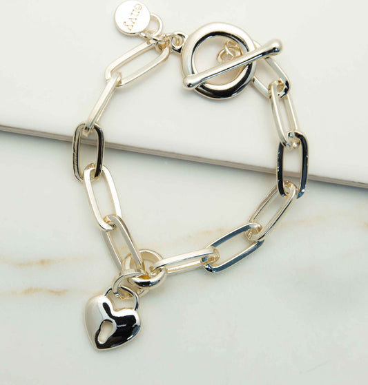 Envy link chain bracelet with heart lock charm 1755