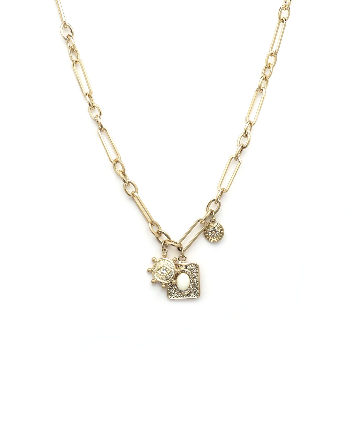 Envy 'evil eye' large link chain necklace with stones 1828