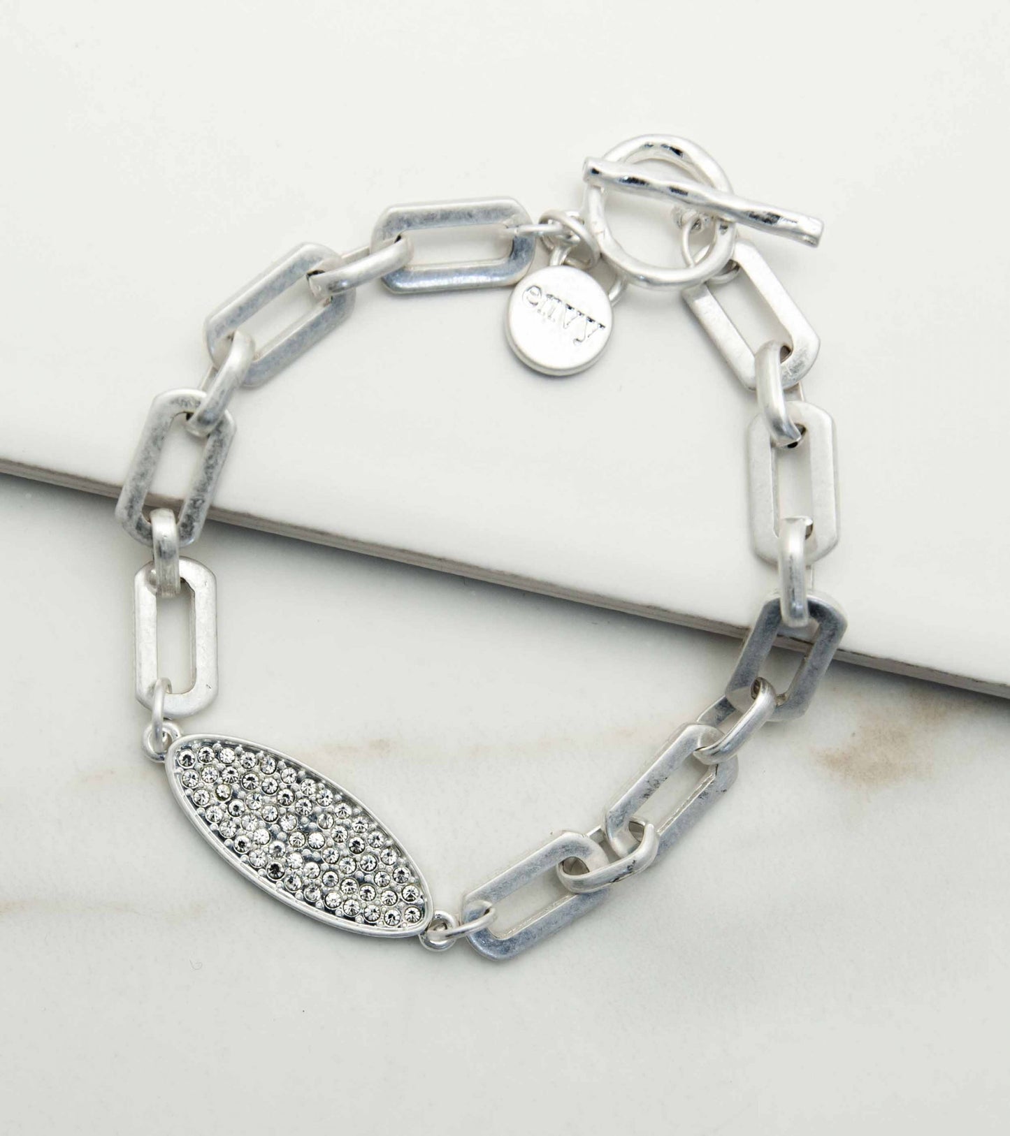 Envy chunky chain bracelet with oval diamante link 1862