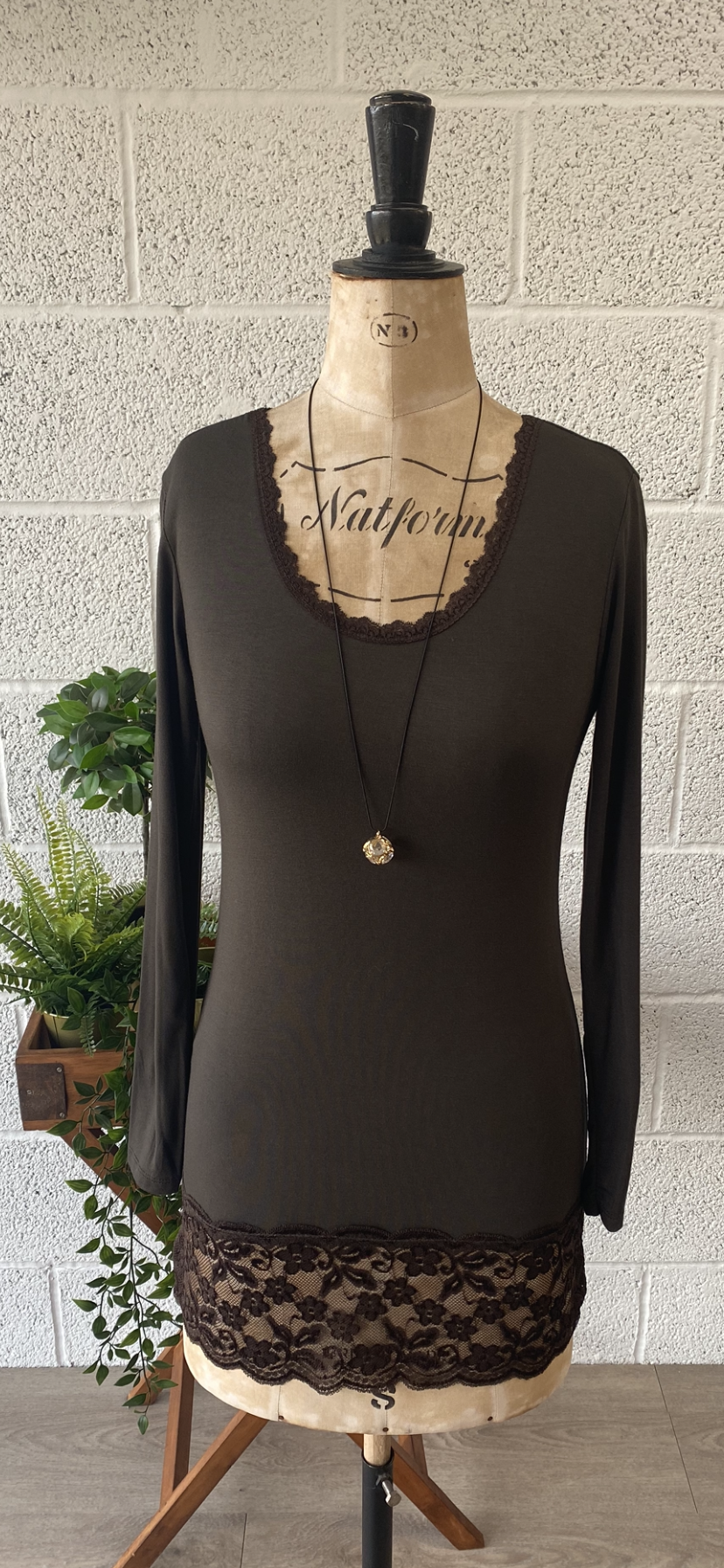 Long Sleeve Lace Top and Bottom Vest