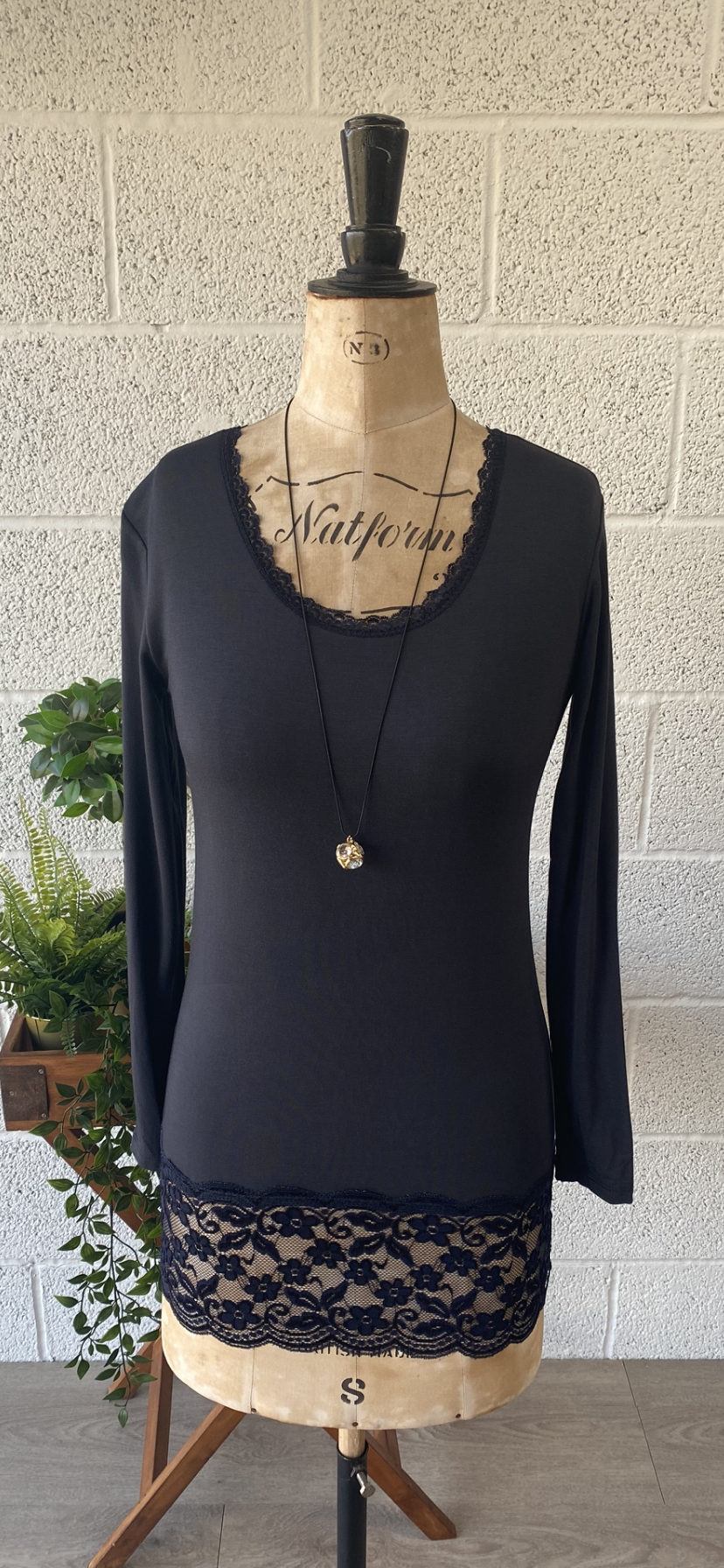 Long Sleeve Lace Top and Bottom Vest