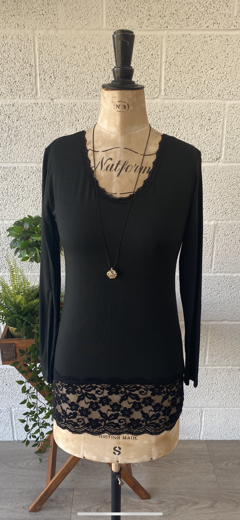 Long Sleeve Lace Top and Bottom Vest