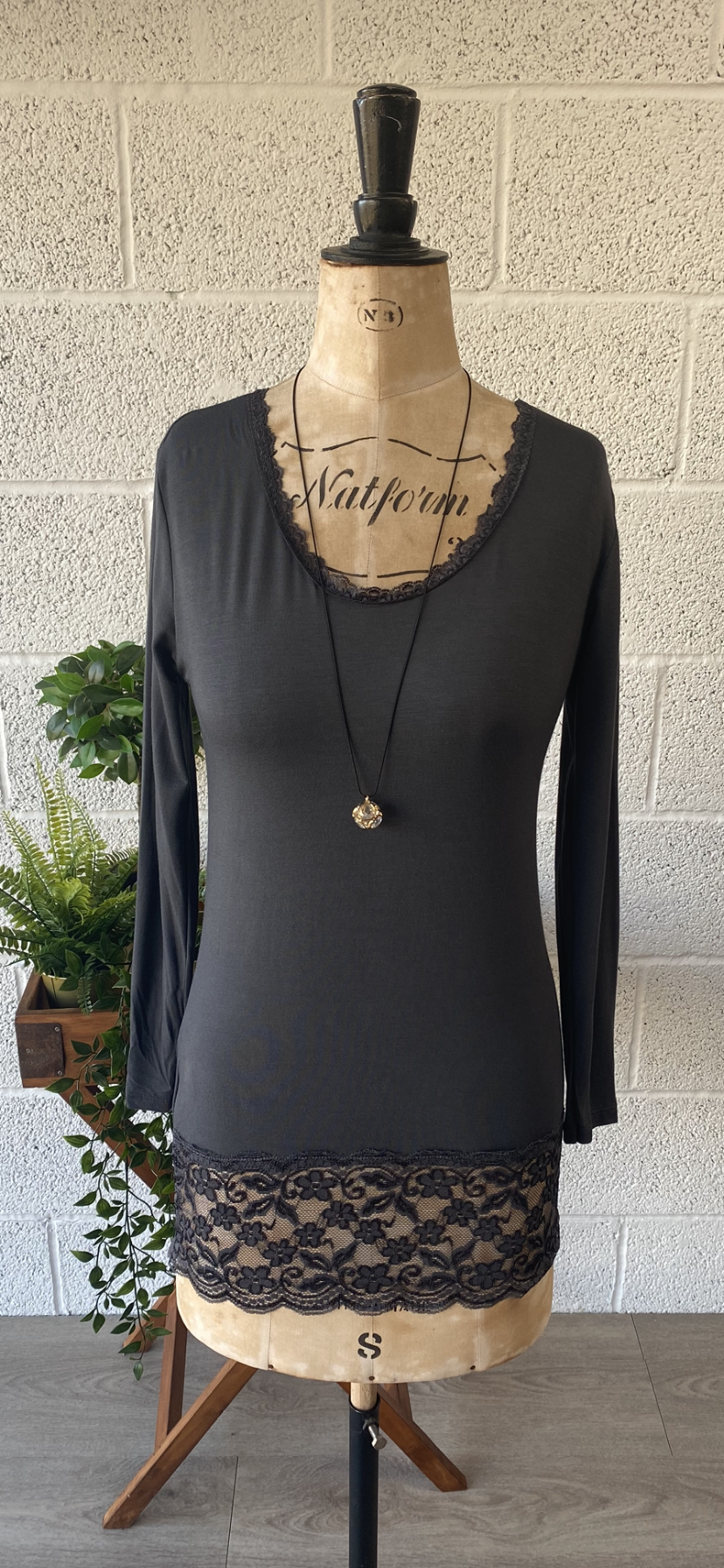 Long Sleeve Lace Top and Bottom Vest