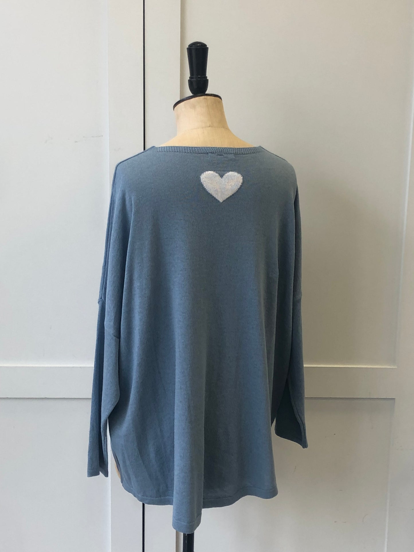 Cotton Knit Heart Back Tunic Jumper