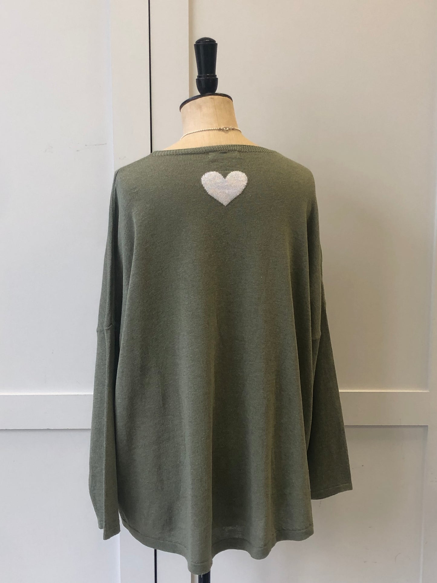 Cotton Knit Heart Back Tunic Jumper
