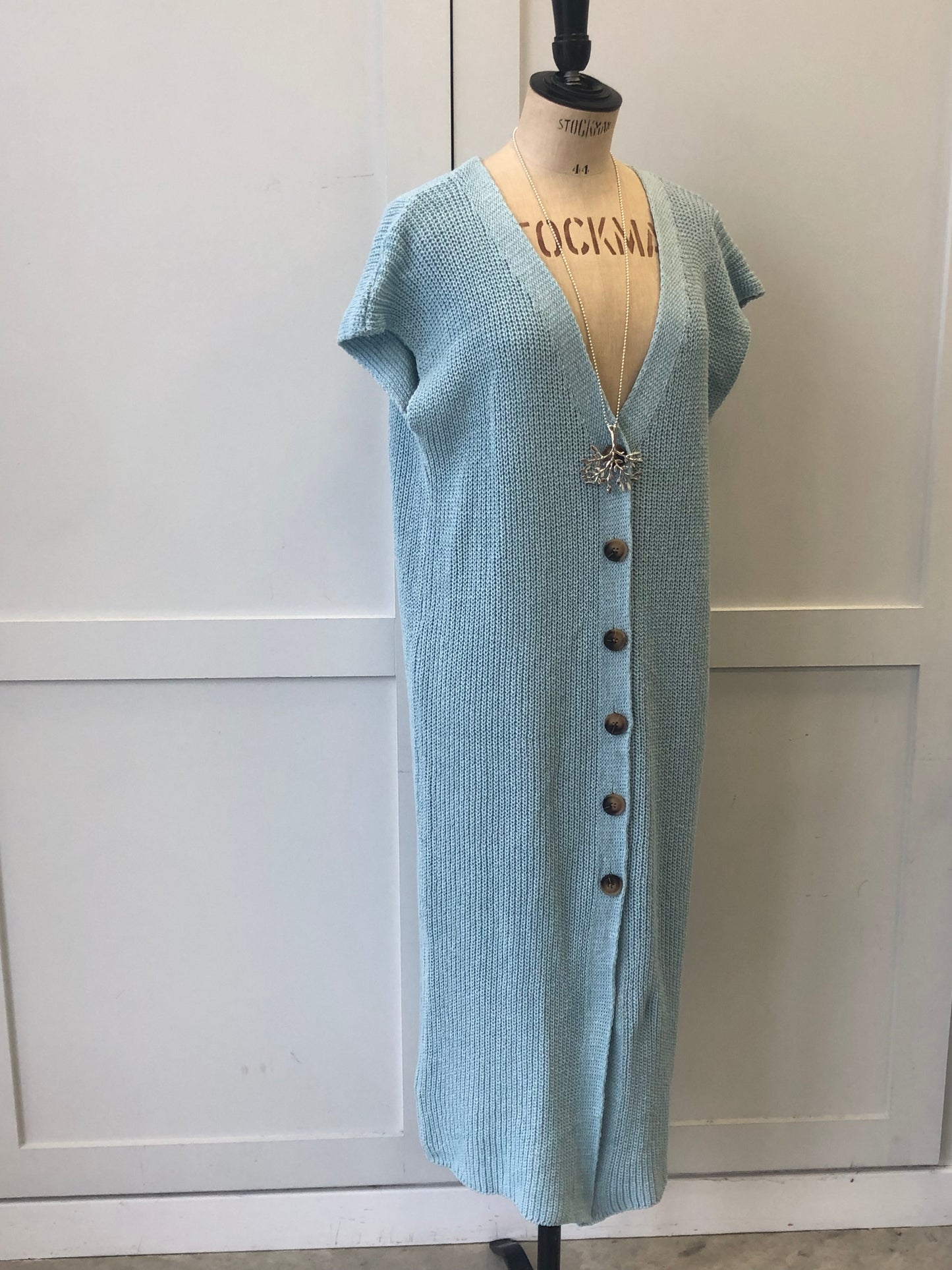 Long cotton knit waistcoat