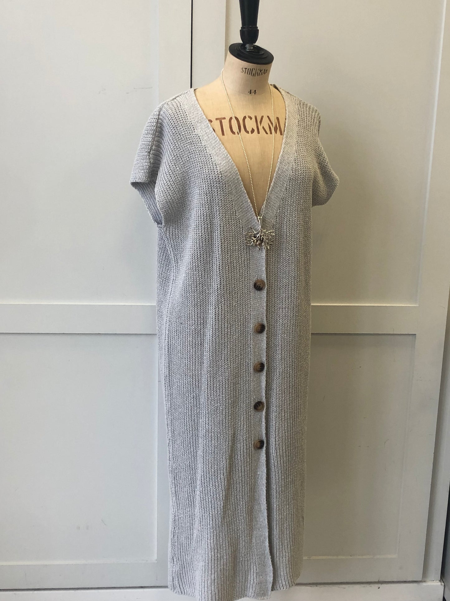 Long cotton knit waistcoat