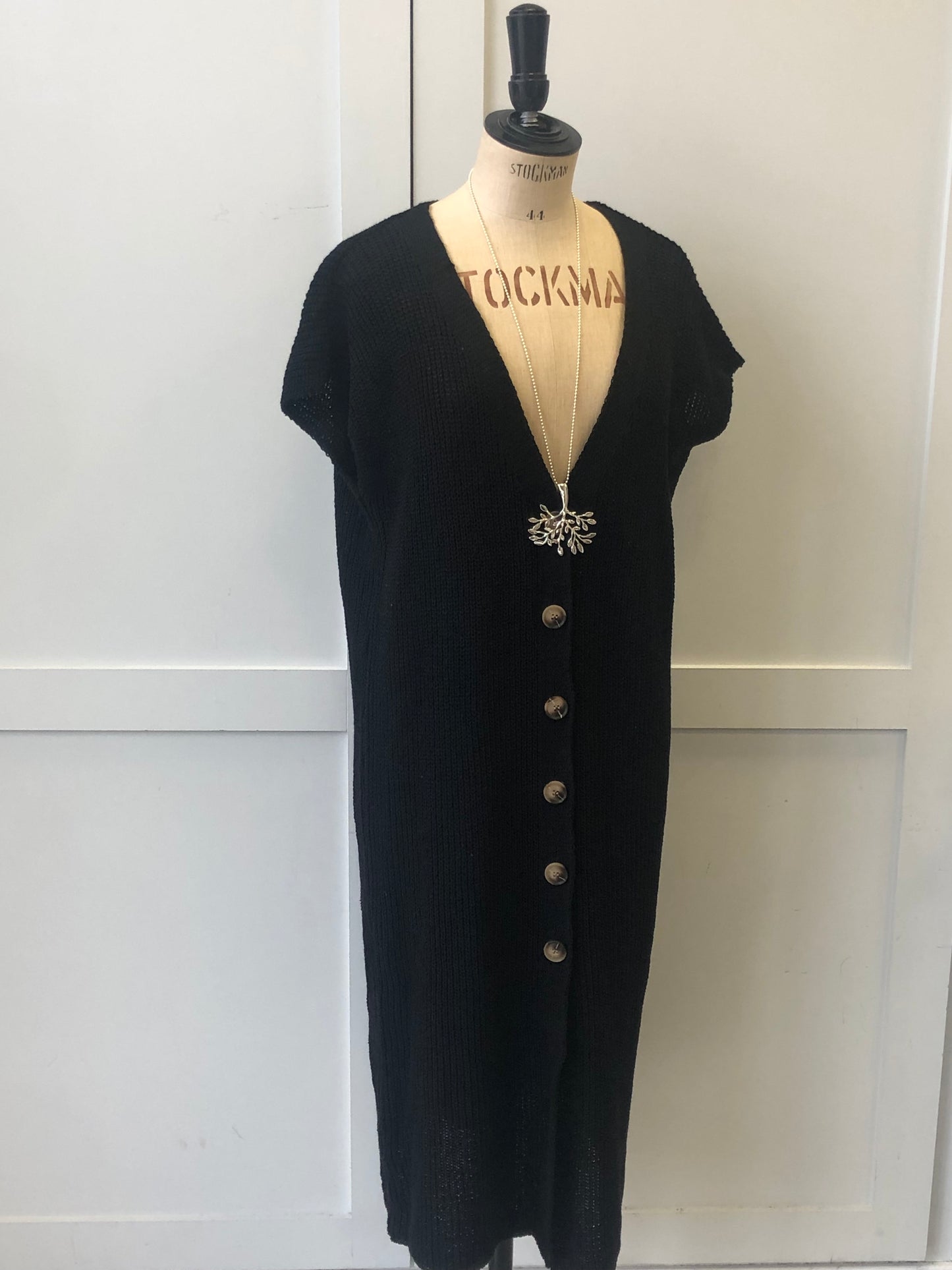 Long cotton knit waistcoat