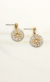 Envy small diamante disc with star earrings 1848