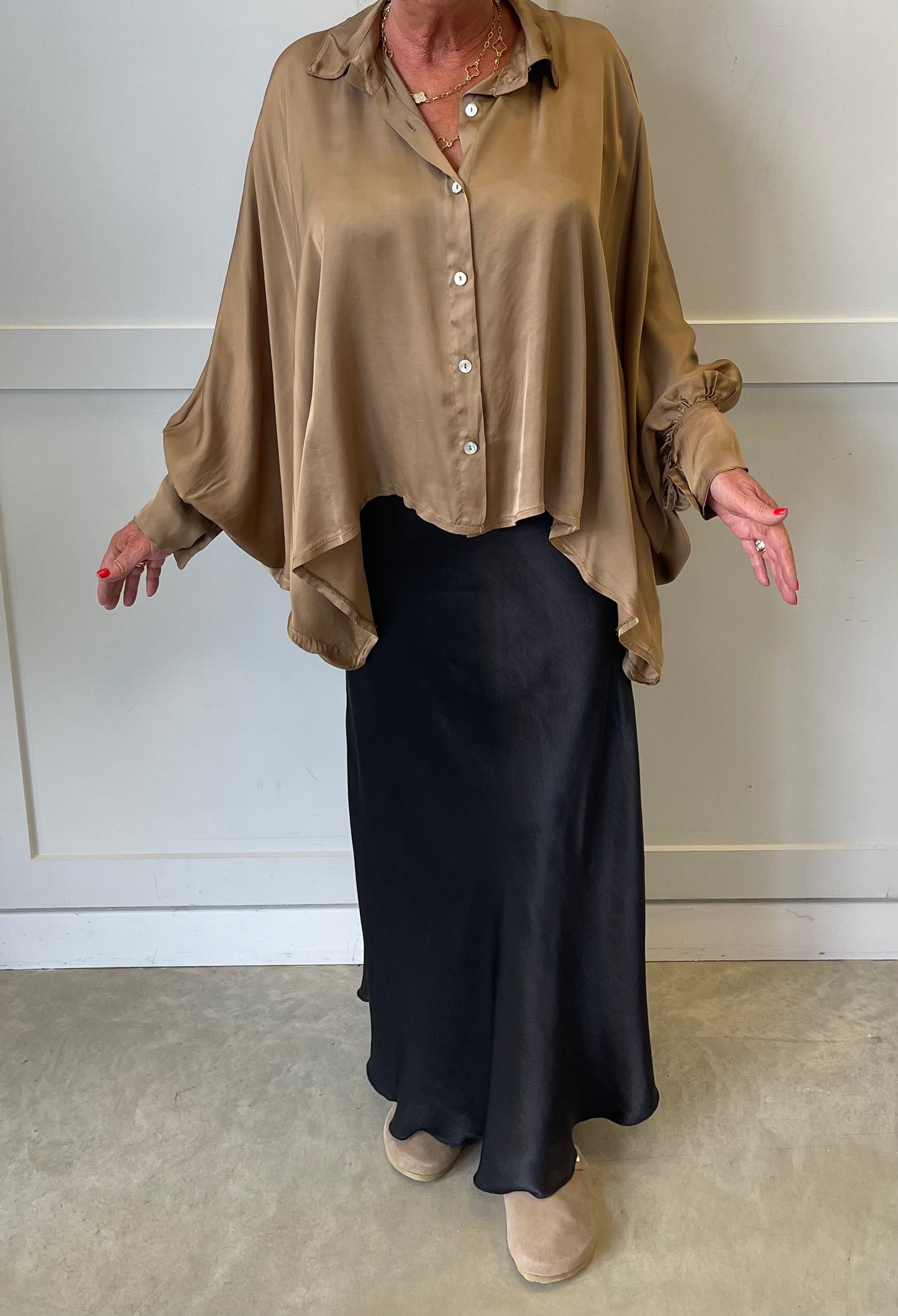 The Willow luxury satin balloon sleeve blouse/shirt