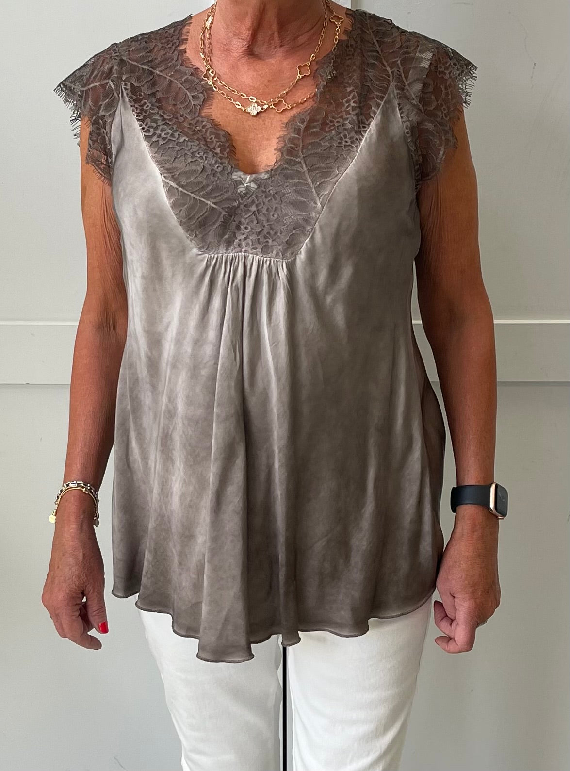 The Lucy - Luxury Satin Lace T- Shirt