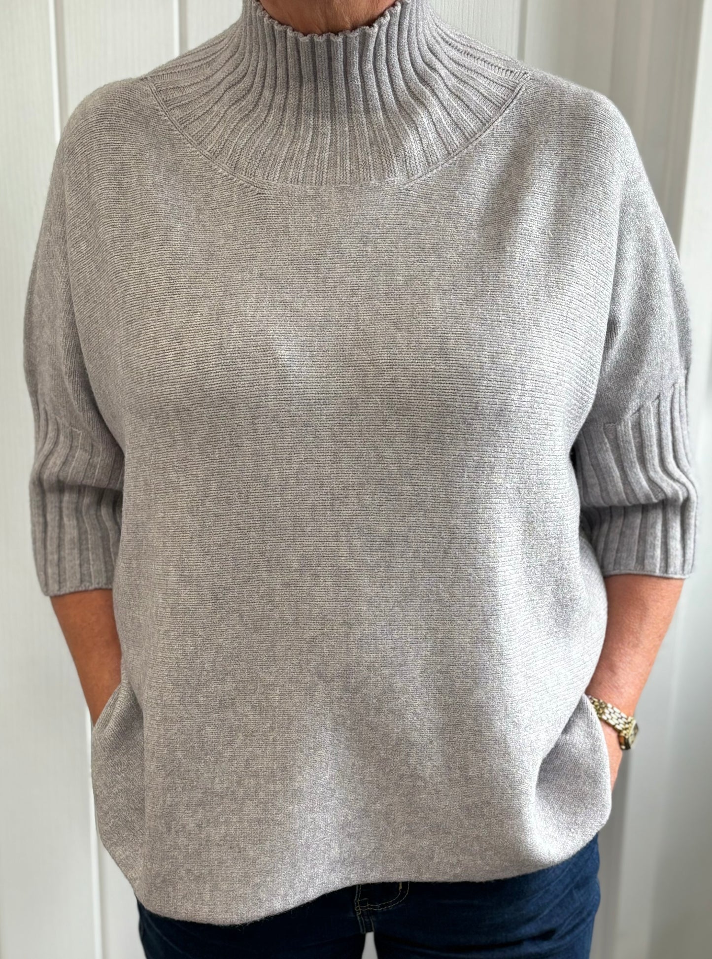 The Stella - high neck 3/4 sleeve jumper