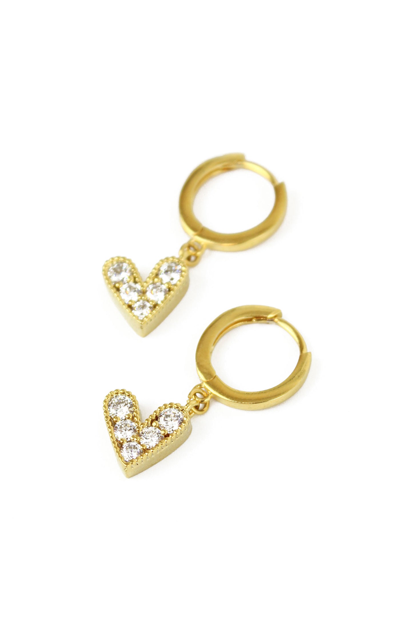 My Doris Gold Heart Pendant Earrings