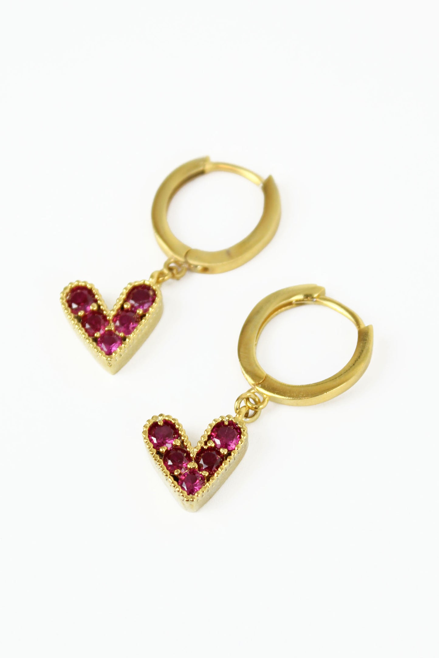 My Doris Gold Heart Pendant Earrings