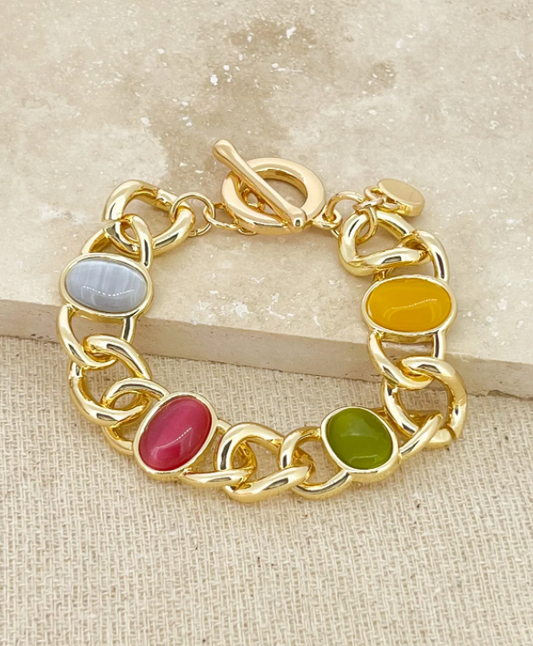 Envy chunky gold coloured stone bracelet 2047