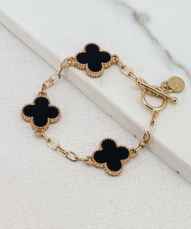 Envy clover chain link enamel bracelet 3037