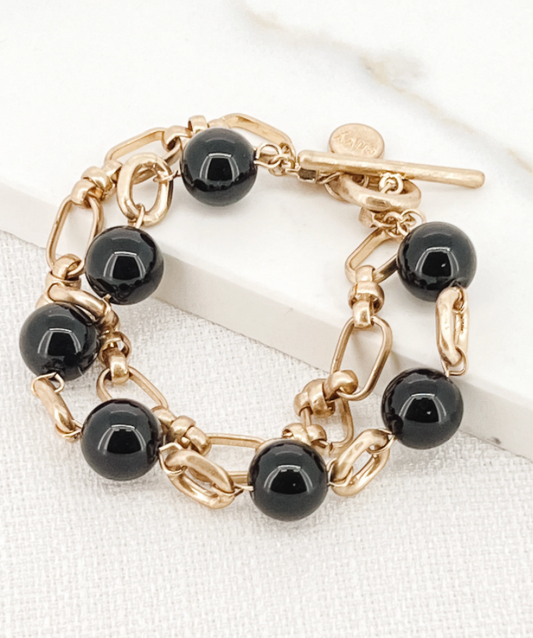 Envy chunky bead and link chain bracelet 3131