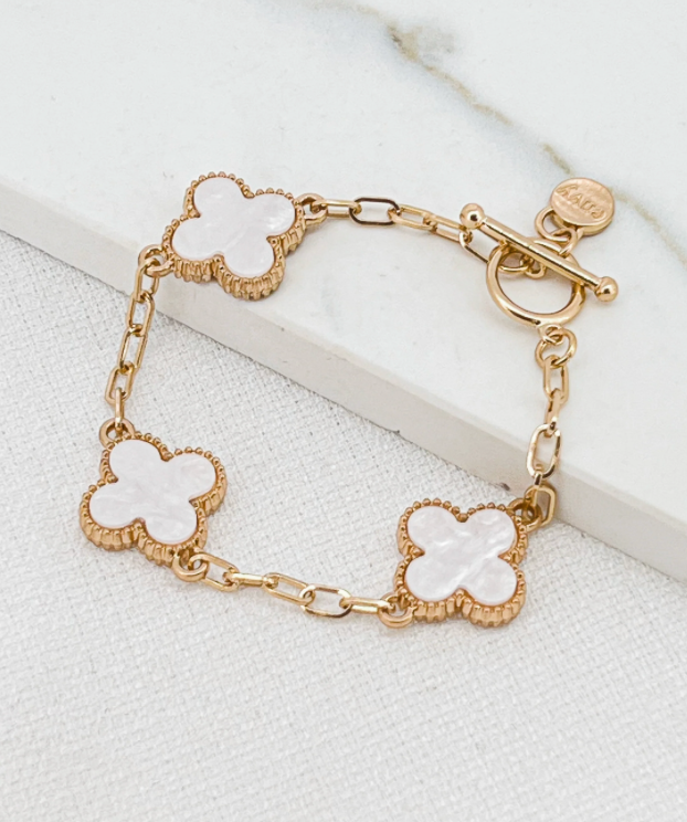 Envy clover chain link enamel bracelet 3037