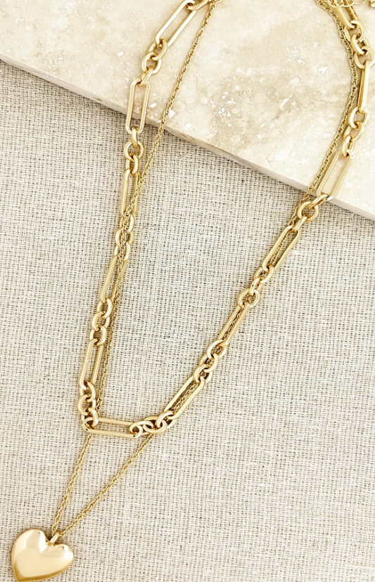 Envy Multi Chain Gold Necklace Heart Pendant 2031