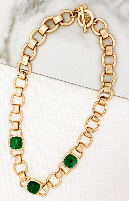 Envy chunky jade stone collar necklace 3022
