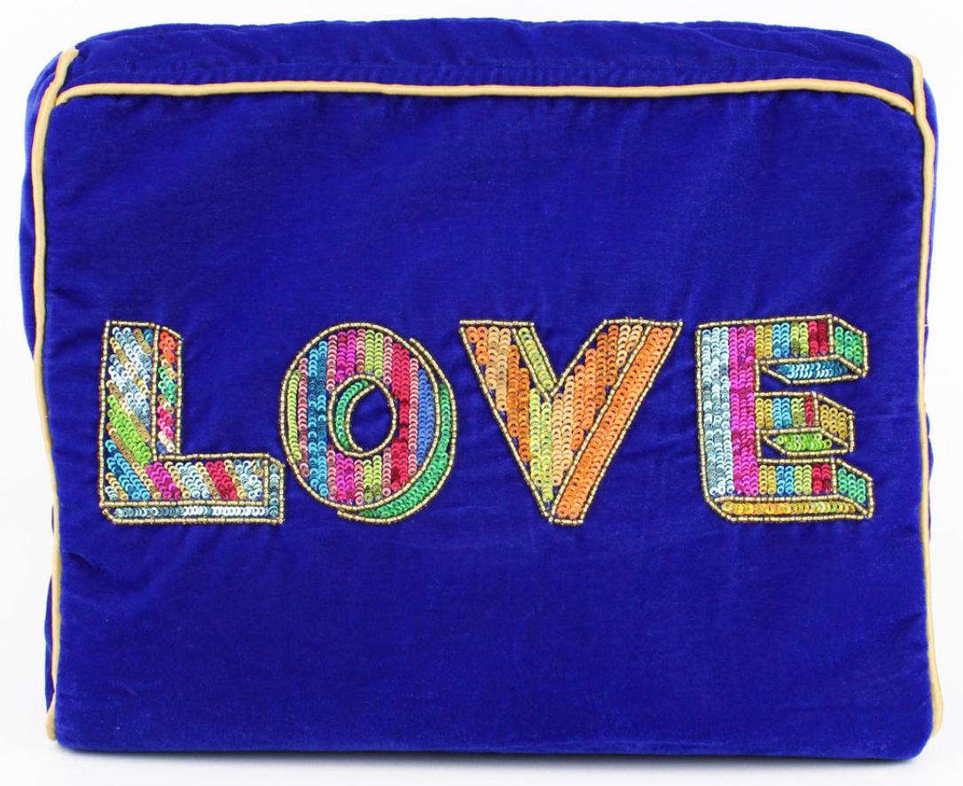 My Doris Blue Velvet Love Wash Bag