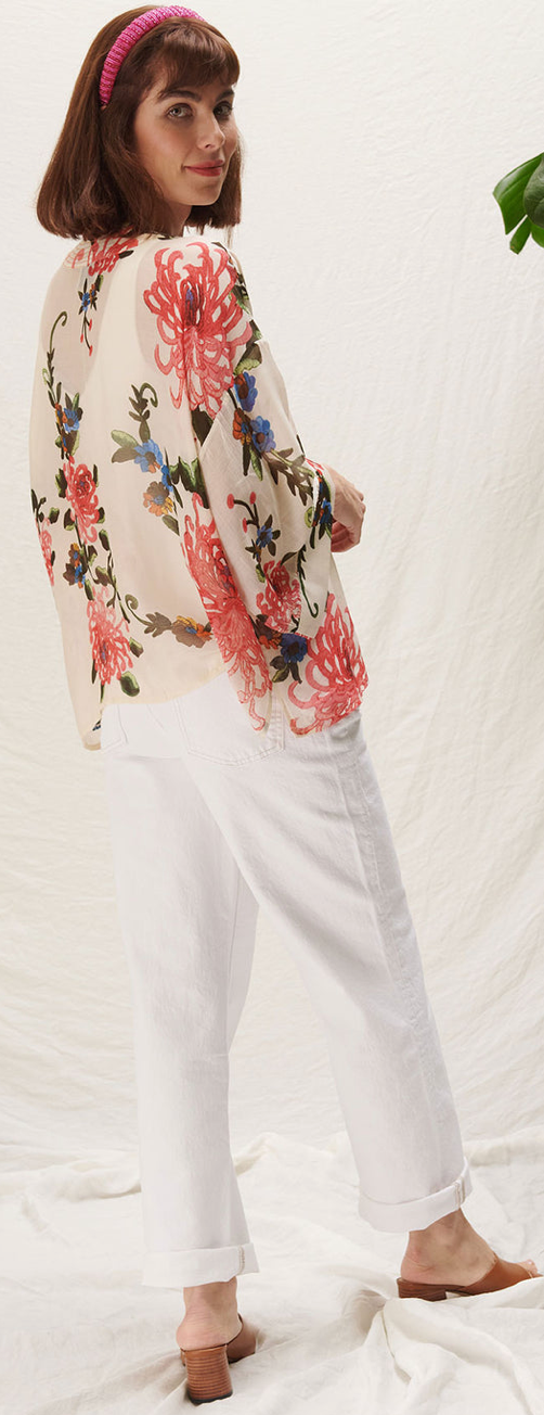 One Hundred Stars Chrysanthemum Ecru Kimono